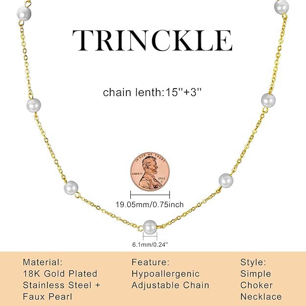 Pearl Necklaces for Women, Gold Pearl Choker Single Pendant Necklace Layered Daisy Prom Wedding Strands for Bride Bridesmaids Beach Summer Jewelry