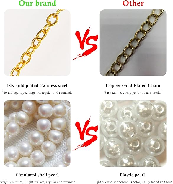 Pearl Necklaces for Women, Gold Pearl Choker Single Pendant Necklace Layered Daisy Prom Wedding Strands for Bride Bridesmaids Beach Summer Jewelry